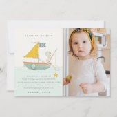 くまのフィッシングベアの写真 セーリング 子供 誕生日 すべての年齢 サンキューカード (正面)