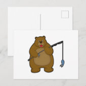 くまのフィッシング 釣り竿と魚 ポストカード (正面/裏面)