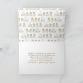 くまのブルー列車ベイビーシャワーのお礼 サンキューカード (内部)