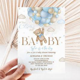 くまのブルー男の子ベビーシャワー 招待状