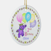 くまのプリンセスの第2誕生日の記念品 セラミックオーナメント (右)