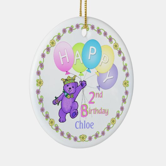 くまのプリンセスの第2誕生日の記念品 セラミックオーナメント (右)