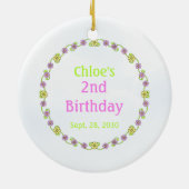 くまのプリンセスの第2誕生日の記念品 セラミックオーナメント (裏面)