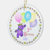 くまのプリンセスの第3誕生日の記念品 セラミックオーナメント (左)