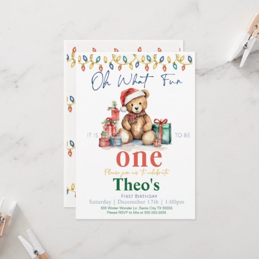 くまのプーさんのお誕生日パーティーの招待状 招待状 (正面/裏面インサイチュ)