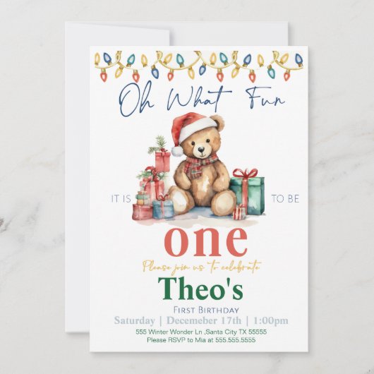 くまのプーさんのお誕生日招待状 ワンファン 招待状 (正面)