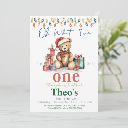 くまのプーさんのお誕生日招待状 ワンファン 招待状 (スタンド正面)