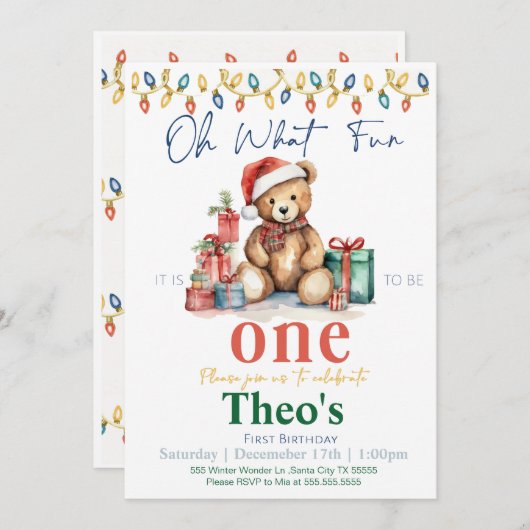 くまのプーさんのお誕生日招待状 ワンファン 招待状 (正面/裏面)