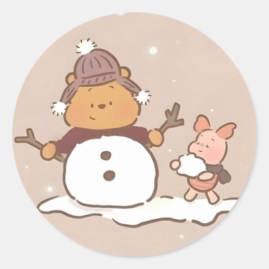 くまのプーさんのクリスマス ラウンドシール (正面)