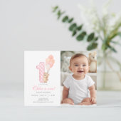 くまのプーさん初のテディベア誕生日写真招待状 ポストカード (スタンド正面)