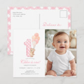 くまのプーさん初のテディベア誕生日写真招待状 ポストカード (正面/裏面)