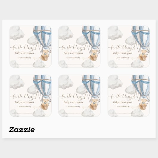 くまのプーさん待ちの図書館ブックプレート スクエアシール (シート)