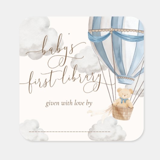 くまのプーさん待ちの図書館ブックプレート スクエアシール