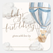 くまのプーさん最初の図書館の本のラベル スクエアシール (正面)