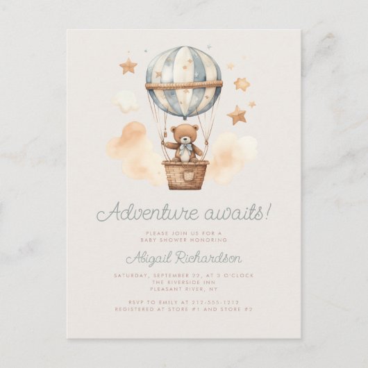 くまのプーさん風ベイビーシャワーの冒険が待っている ポストカード (正面)