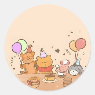 くまのプーさん 誕生日 ラウンドシール