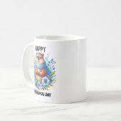 くまのプール・デイを祝う水彩画 コーヒーマグカップ (正面左)