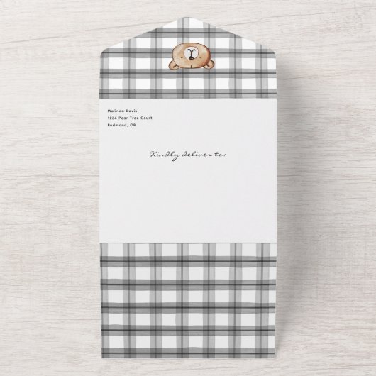 くまのベイビーシャワー招待状 + おむつくじが一つに オールインワン招待状 (外側)