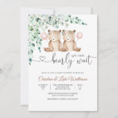 くまのベイビーシャワー招待状 女の子 招待状 (正面)