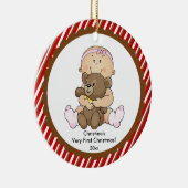くまのベビーの初めてのクリスマスのオーナメントを持つベビー セラミックオーナメント (右)