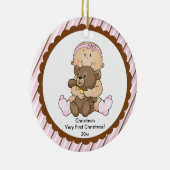 くまのベビーの初めてのクリスマスのオーナメントを持つベビー セラミックオーナメント (右)