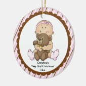 くまのベビーの初めてのクリスマスのオーナメントを持つベビー セラミックオーナメント (左)