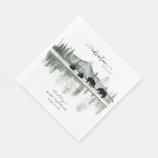 くまのベビーシャワー | ラスティックマウンテン スタンダードランチョンナプキン (角)