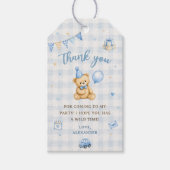 くまのベリー１歳の誕生日 青い風船 ギフトタグ (正面)