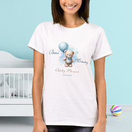 くまのママ 水彩タッチのテディベア ベビーシャワー Tシャツ