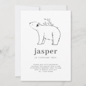 くまのライン描き誕生日招待状 招待状 (正面)