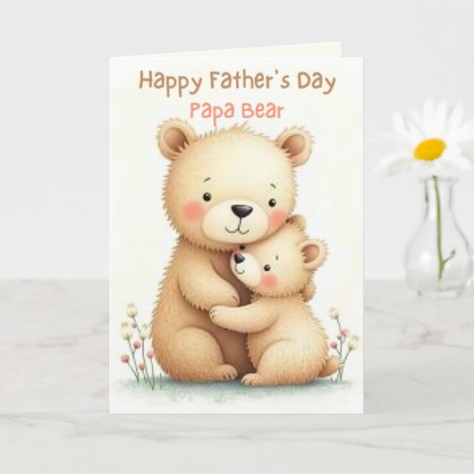 くまの優しい父の日カード ソフトパステル動物 カード (小さな植物)