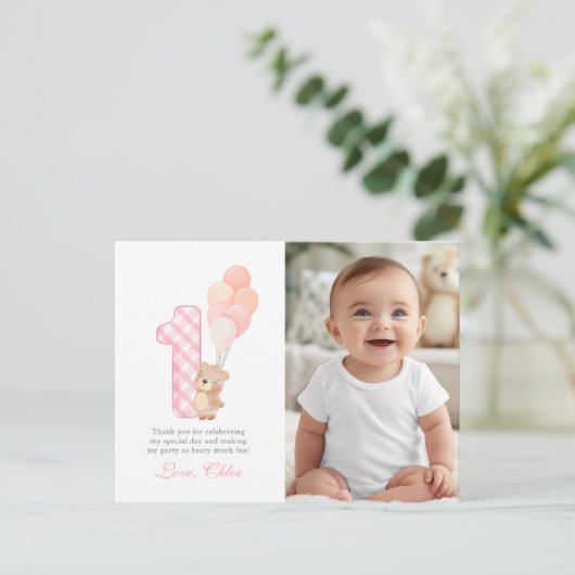 くまの初めてのテディベア誕生日パーティーありがとう ポストカード (スタンド正面)