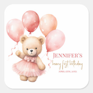 くまの初めての誕生日スクエアラベルプリンセス スクエアシール