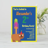 くまの動物の子供のバースデーパーティ招待状 招待状 (スタンド正面)