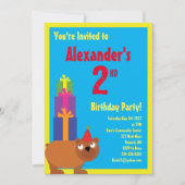 くまの動物の子供の誕生日パーティーの招待状 招待状 (正面)