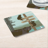 くまの印ポスト スクエアペーパーコースター (アングル)