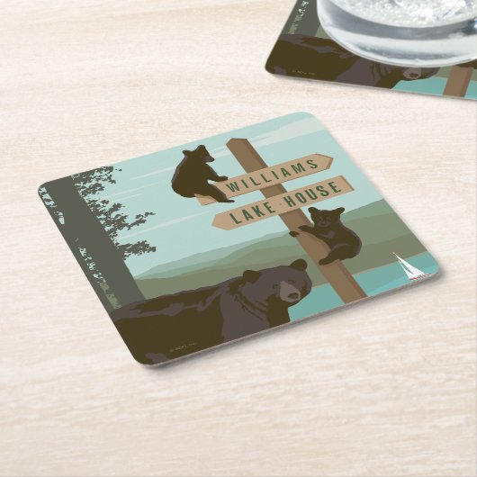 くまの印ポスト スクエアペーパーコースター (アングル)