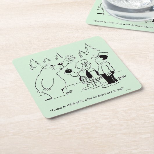 くまの夕食 スクエアペーパーコースター (アングル)