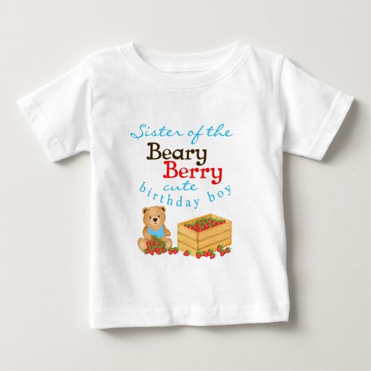 くまの姉妹の誕生日 ストロベリー シスター バースデー ベビーTシャツ (正面)