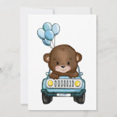 くまの子と車のベビーシャワー招待状風船 招待状 (裏面)