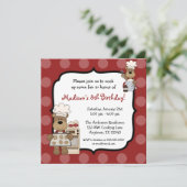 くまの子供の誕生日のパーティーの調理 招待状 (スタンド正面)