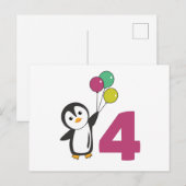 くまの子４さいの誕生日風船 子供用ポストカード ポストカード (正面/裏面)