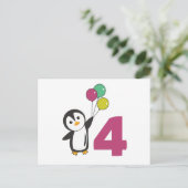 くまの子４歳誕生日風船 子供用ポストカード ポストカード (スタンド正面)