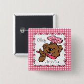 くまの小さいシェフのカスタムなボタン(Squ) 缶バッジ (正面&裏面)