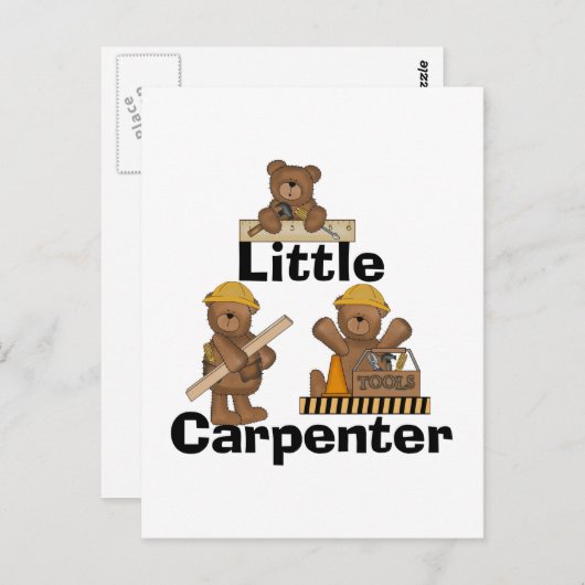 くまの小さい大工のTシャツおよびギフト ポストカード (正面/裏面)