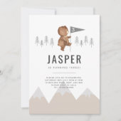 くまの山の3歳の誕生日パーティー招待状 招待状 (正面)