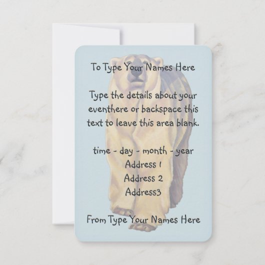 くまの招待状のパーソナライズな白くまの芸術カード 招待状 (裏面)