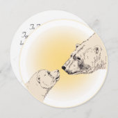 くまの招待状 オーダーメイドのポーラベアキューブのカード 招待状 (正面/裏面)