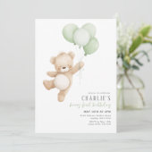 くまの最初の賢い風船 ボール 1歳の誕生日 テディ 招待状 (スタンド正面)