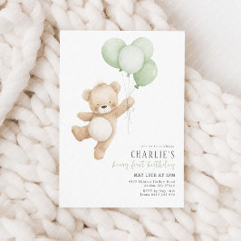 くまの最初の賢い風船 ボール 1歳の誕生日 テディ 招待状